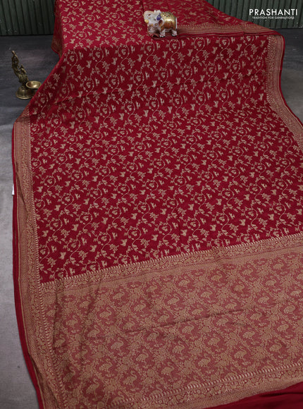 Maroon Banarasi Crepe Saree
