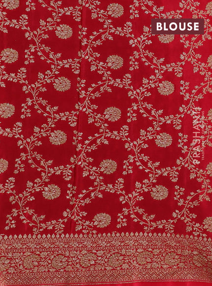 Peacock Blue & Red Banarasi Crepe Saree