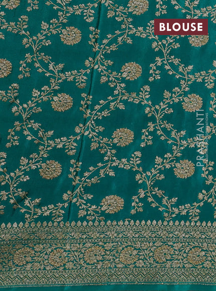 Pink & Teal Green Banarasi Crepe Saree