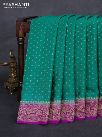 Green & Purple Banarasi Crepe Saree