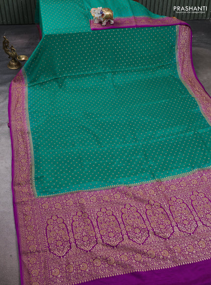 Green & Purple Banarasi Crepe Saree