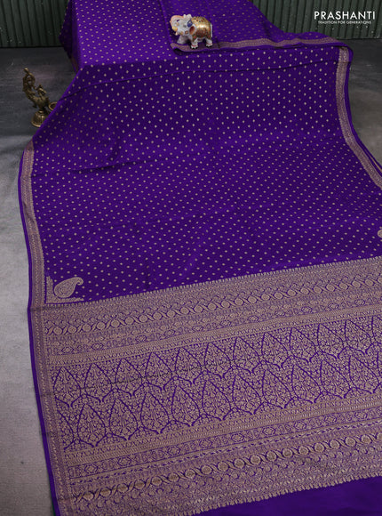 Violet & Green Banarasi Crepe Saree