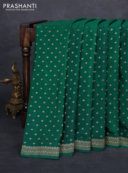 Green & Red Banarasi Crepe Saree
