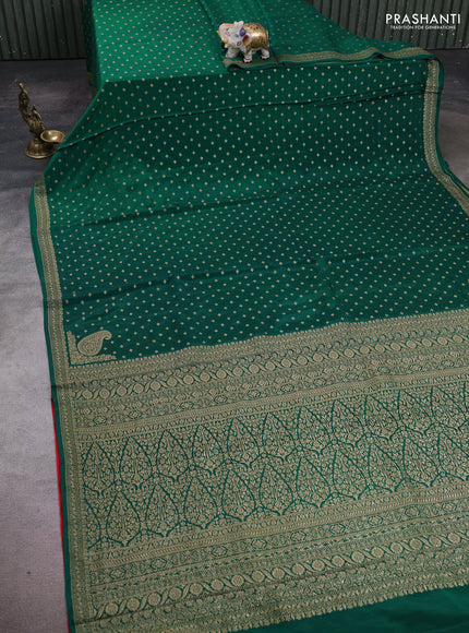 Green & Red Banarasi Crepe Saree
