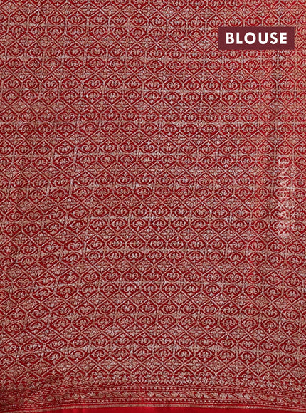 Green & Red Banarasi Crepe Saree