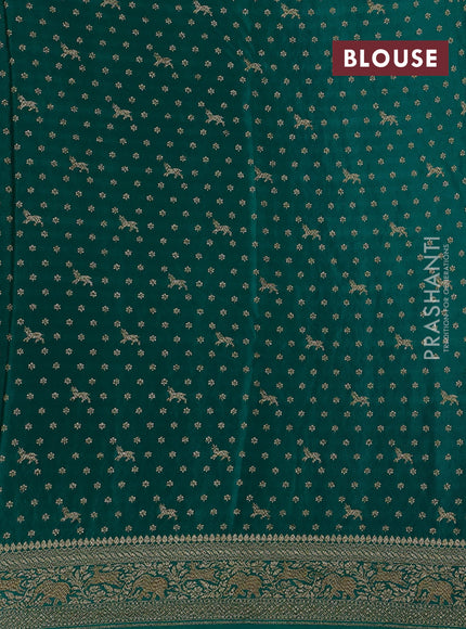 Pink & Teal Green Banarasi Crepe Saree