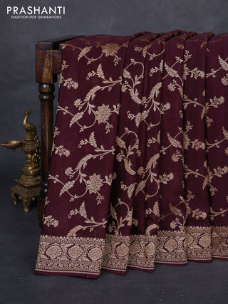 Wine Banarasi Crepe Saree