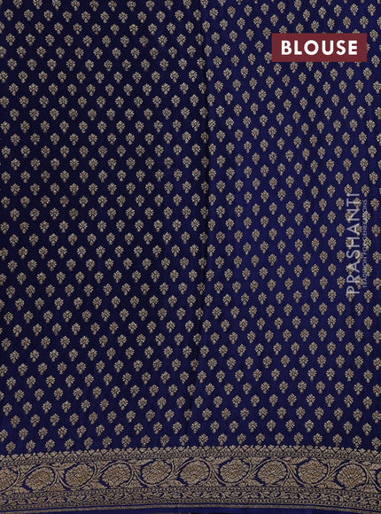 Peacock Blue Banarasi Crepe Saree