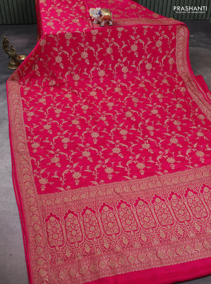 Pink Banarasi Crepe Saree