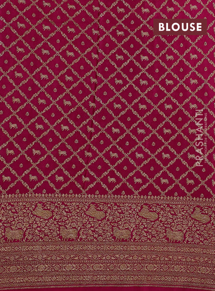 Wine & Magenta Pink Banarasi Crepe Saree