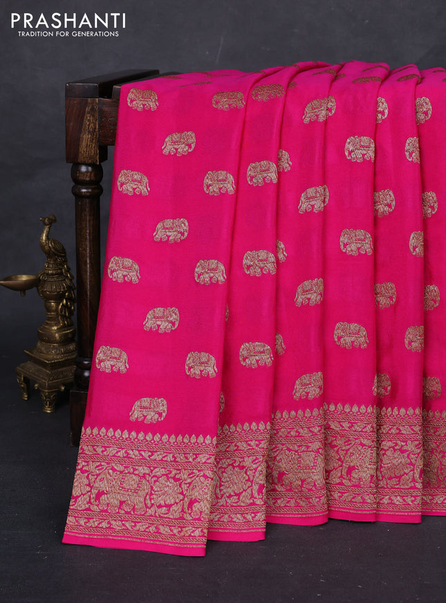 Pink Banarasi Crepe Saree