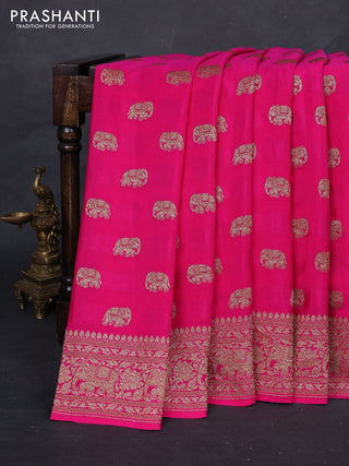 Pink Banarasi Crepe Saree