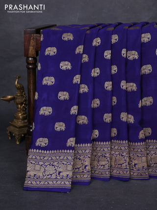 Blue Banarasi Crepe Saree