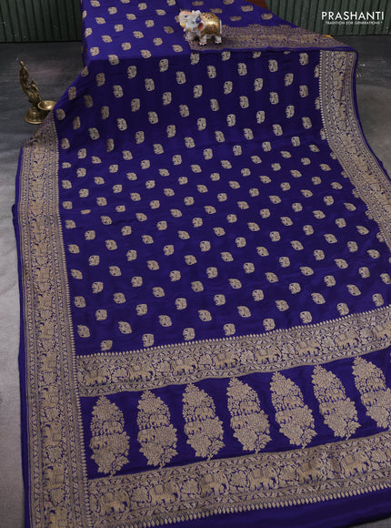 Blue Banarasi Crepe Saree