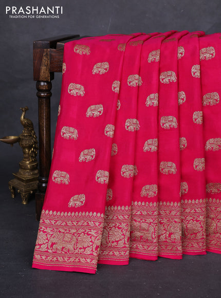 Pink Banarasi Crepe Saree