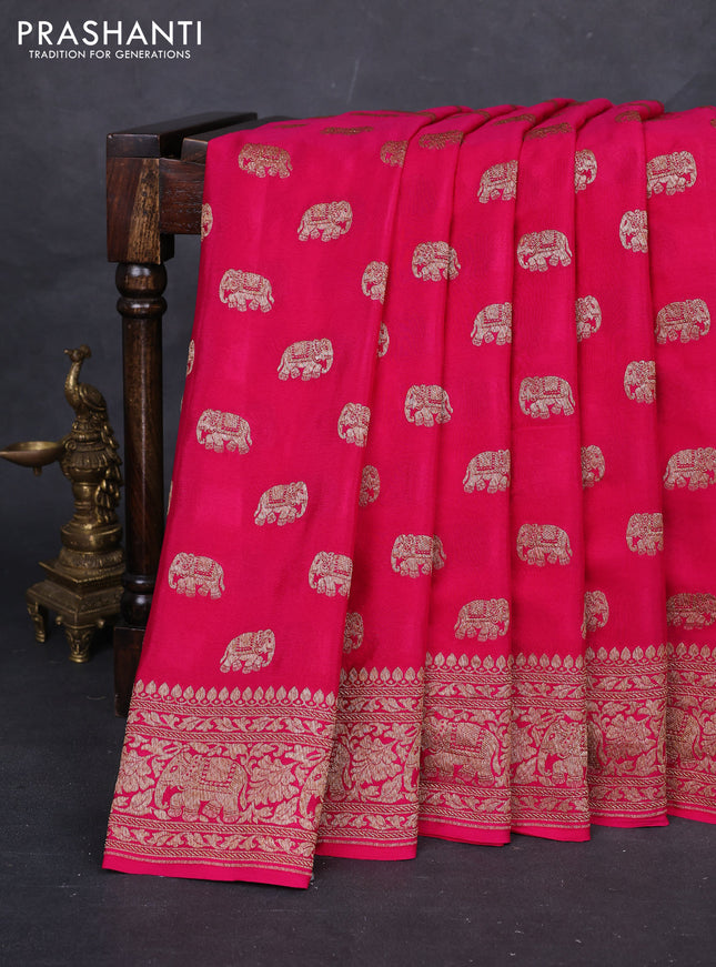 Pink Banarasi Crepe Saree