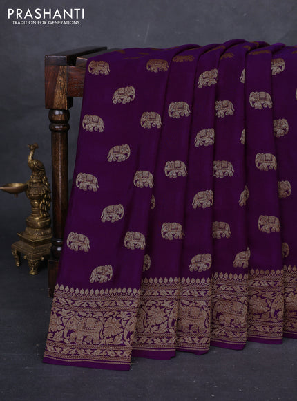 Purple Banarasi Crepe Saree