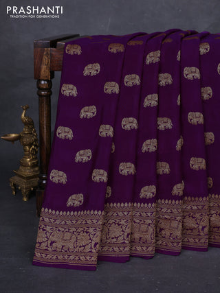 Purple Banarasi Crepe Saree