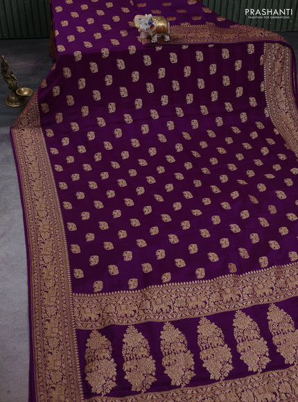 Purple Banarasi Crepe Saree