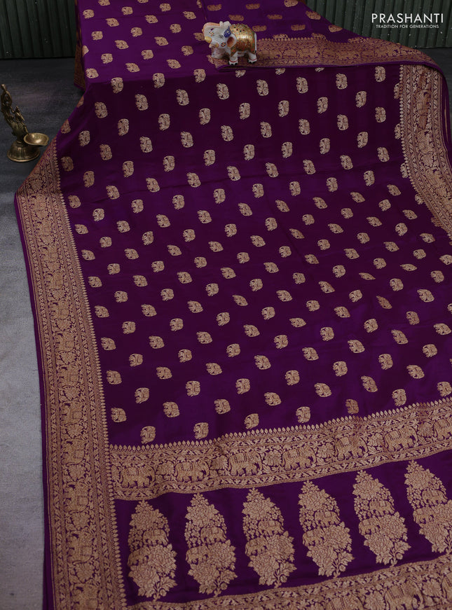 Purple Banarasi Crepe Saree