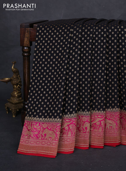Black & Maroon Banarasi Crepe Saree