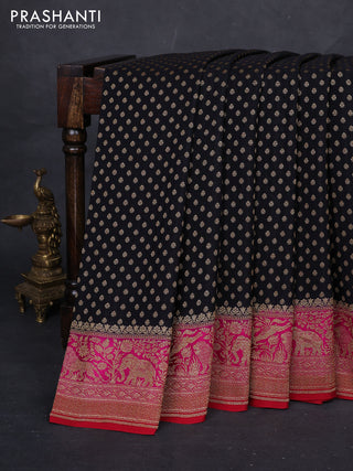 Black & Maroon Banarasi Crepe Saree