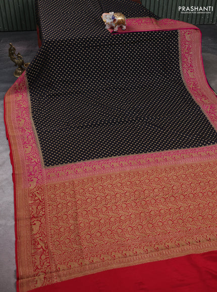 Black & Maroon Banarasi Crepe Saree