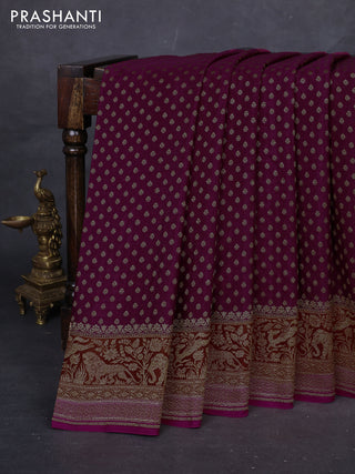 Purple & Pink Banarasi Crepe Saree