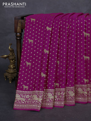 Pink Banarasi Crepe Saree