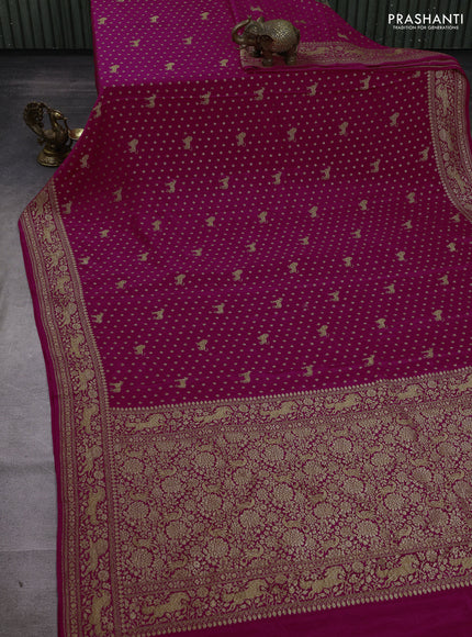 Pink Banarasi Crepe Saree