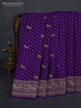 Violet Banarasi Crepe Saree