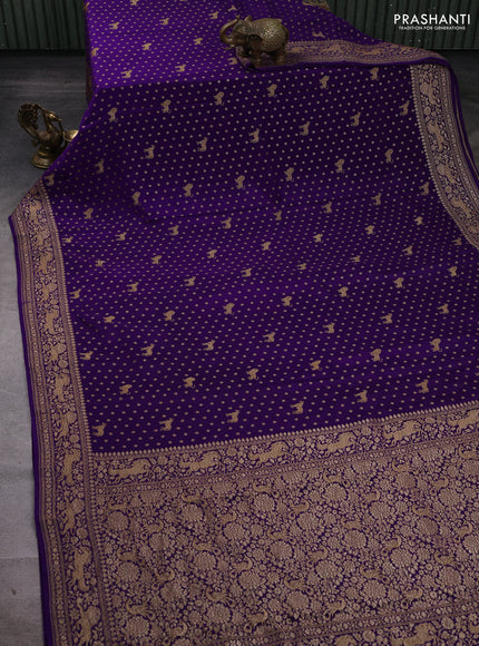 Violet Banarasi Crepe Saree