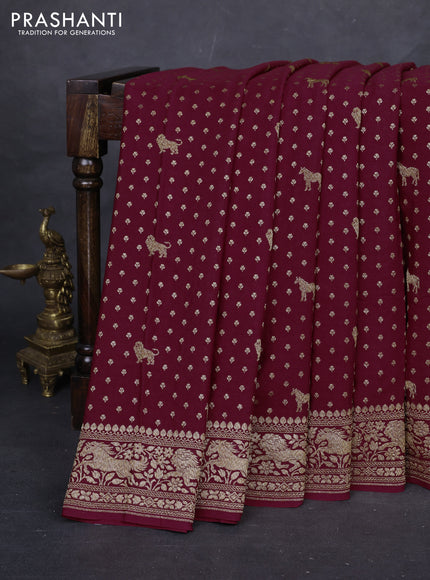 Maroon Banarasi Crepe Saree