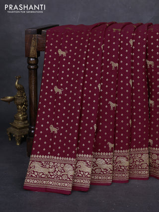 Maroon Banarasi Crepe Saree