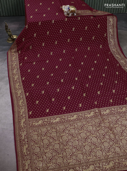 Maroon Banarasi Crepe Saree
