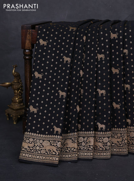 Black Banarasi Crepe Saree