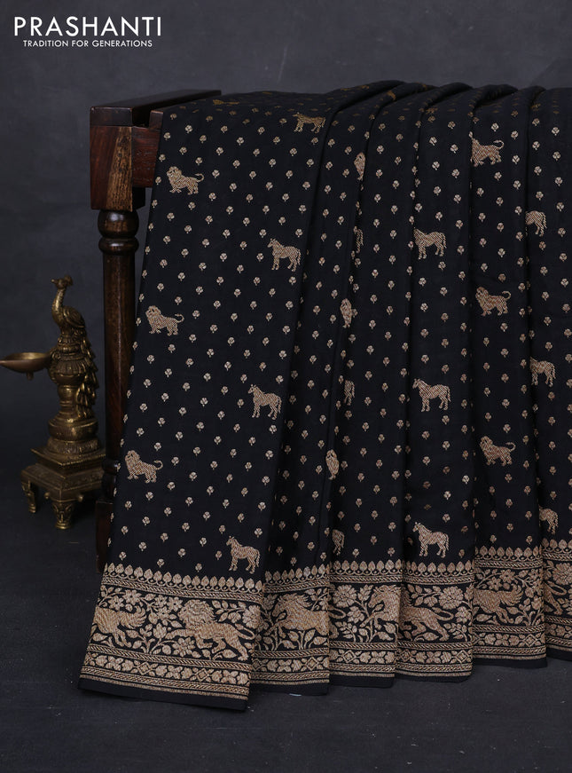 Black Banarasi Crepe Saree