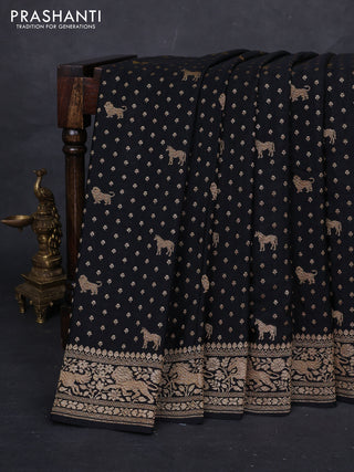 Black Banarasi Crepe Saree
