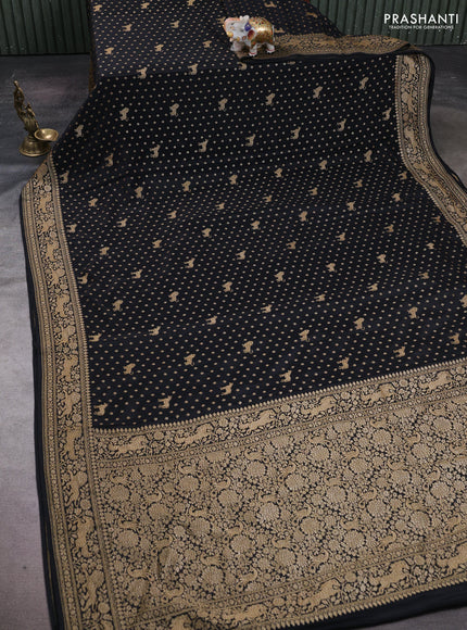 Black Banarasi Crepe Saree