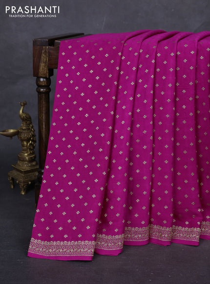 Pink & Purple Banarasi Crepe Saree