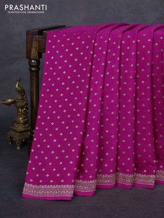 Pink & Purple Banarasi Crepe Saree