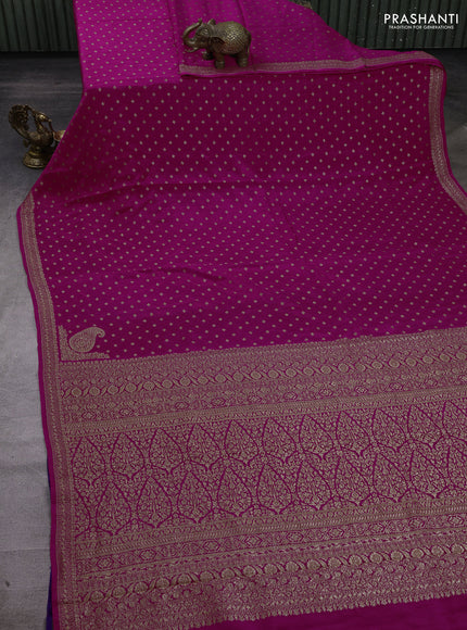 Pink & Purple Banarasi Crepe Saree