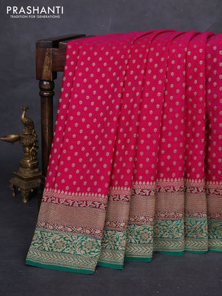 Pink & Green Banarasi Crepe Saree