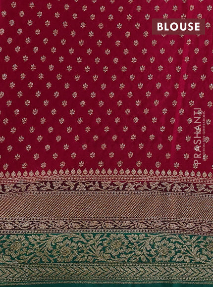 Pink & Green Banarasi Crepe Saree