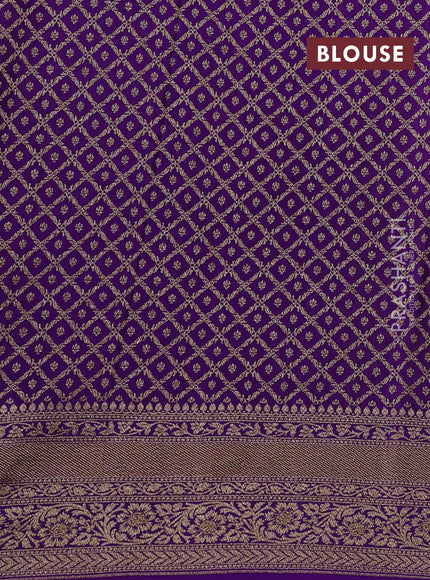Lime Green & Purple Banarasi Crepe Saree - Ganga Jamuna Border