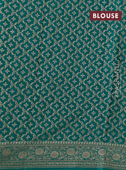 Pink & Teal Green Banarasi Crepe Saree