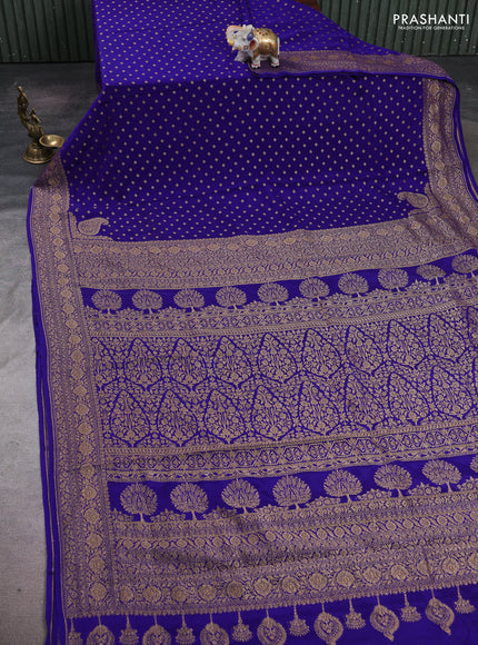Violet Banarasi Crepe Saree