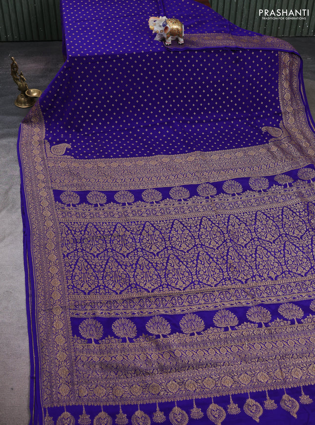 Violet Banarasi Crepe Saree