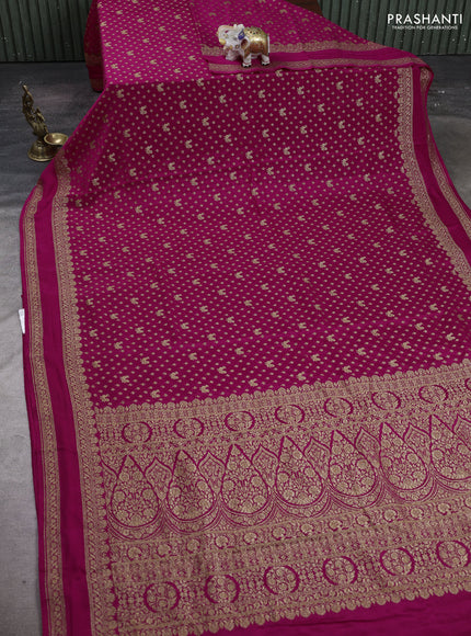 Pink Banarasi Crepe Saree
