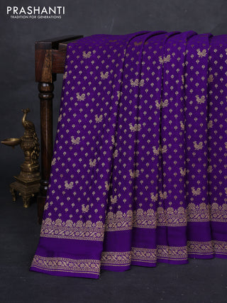 Violet Banarasi Crepe Saree